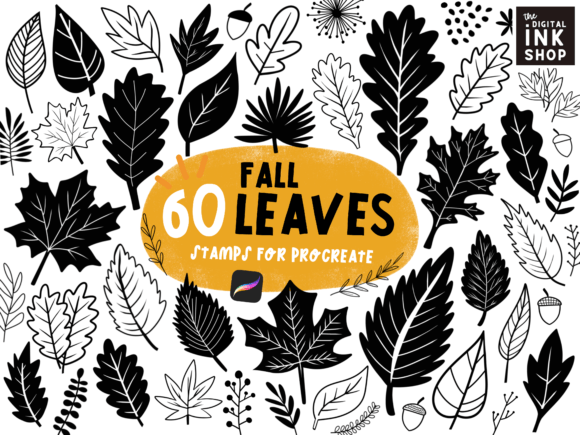 Autumn Fall Leaves Procreate Stamps
