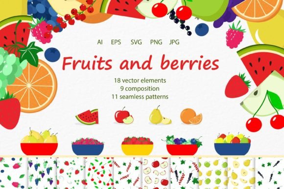 Fruits and Berries Elements, Pattern: A Strategic Resource for Creative Design
