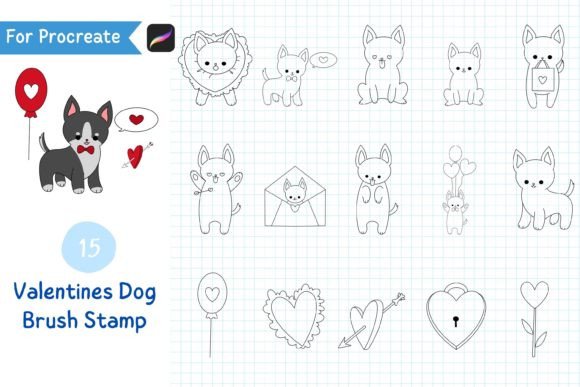 Procreate Brush Stamp Valentines Dog