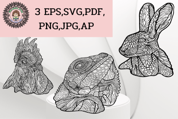 SVG Fantasy Animals Coloring Pages